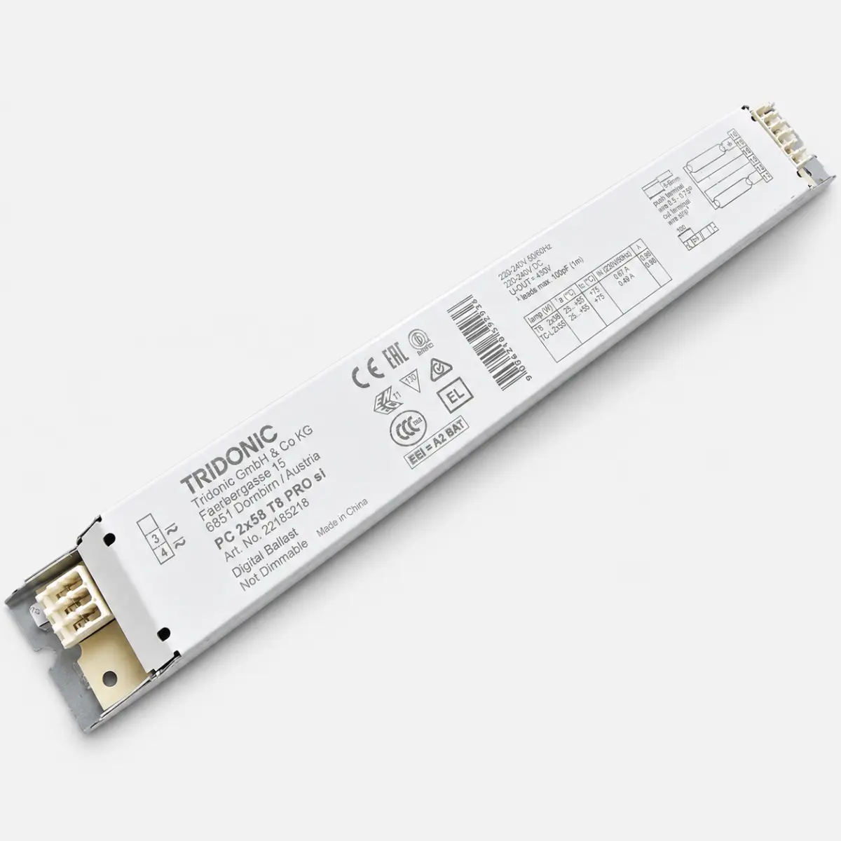 Ballast TL 2X58W Tridonic PC 2X58W T8 TOP/PRO SI