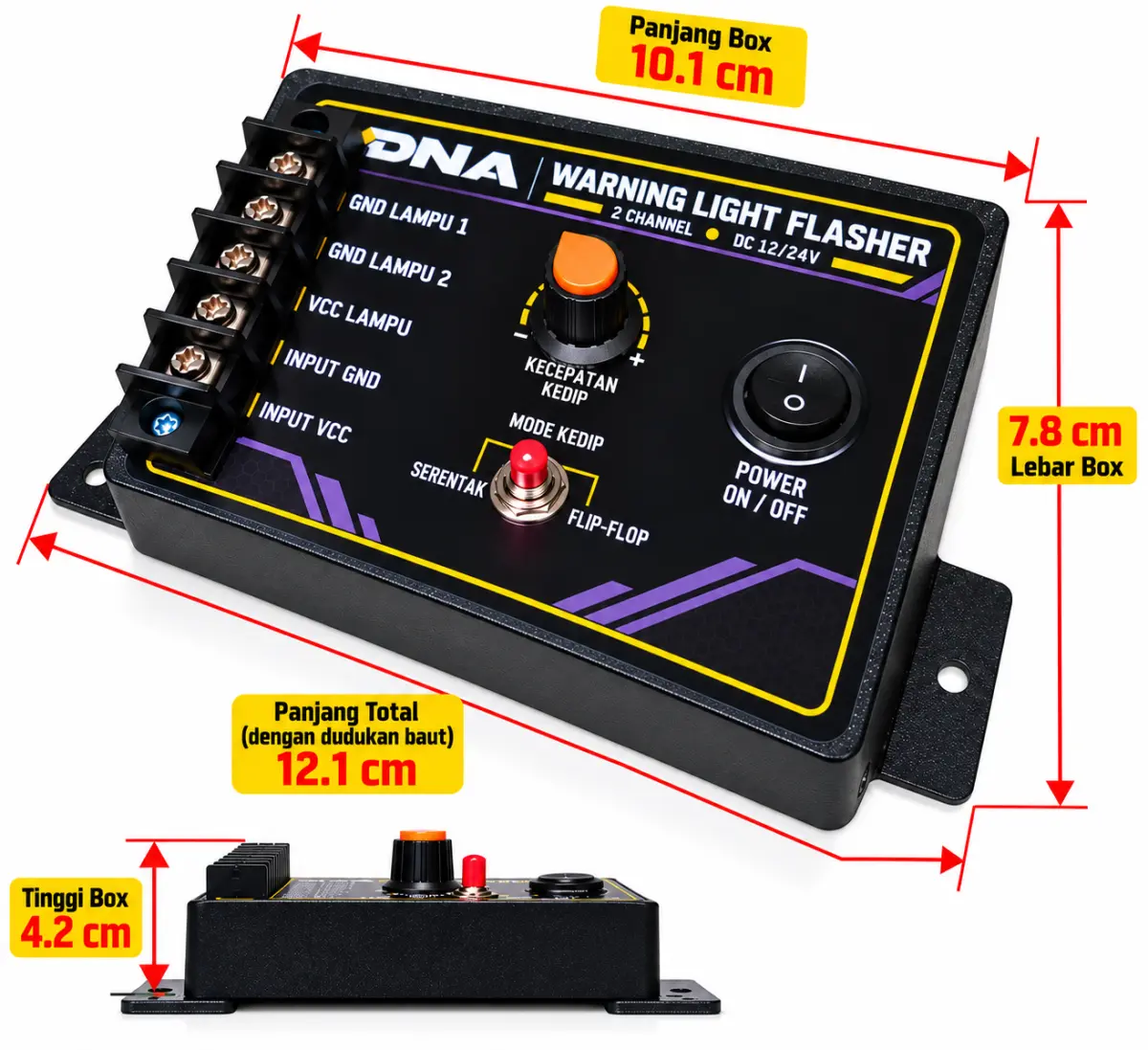 Modul Flasher Lampu Warning Light FLIP-FLOP 12V / 24V 2 Channel